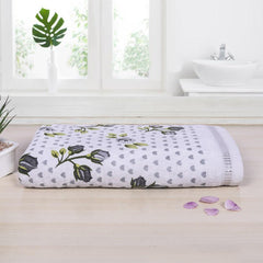 Rose & Heart 450 GSM Cotton Bath Towel - Grey