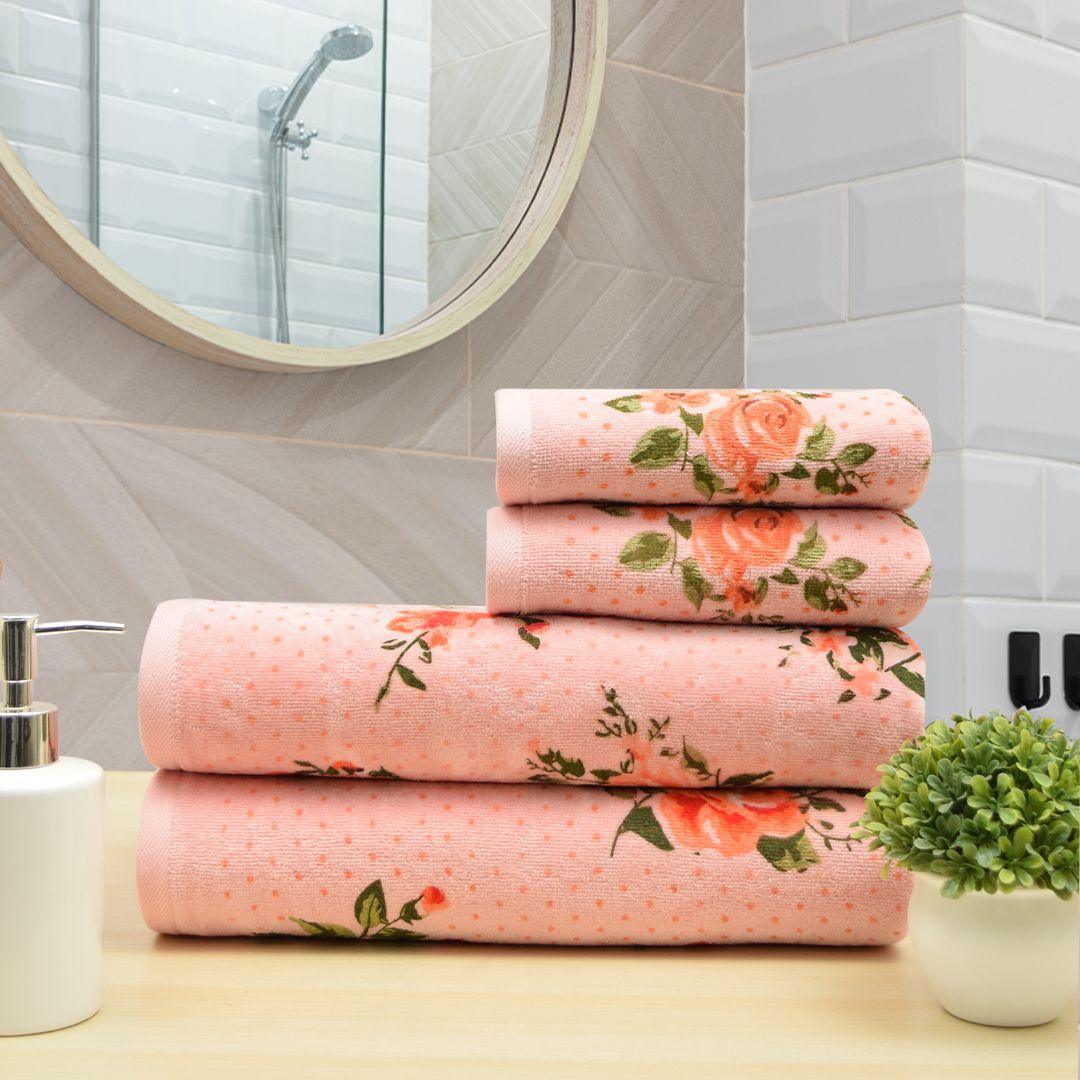 Blossom 450 GSM Cotton Towel Set of 4 - Light pink Light 
