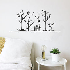 House And Tree Wall Sticker (PVC Vinyl, 45 cm x 55 cm, Self-adhesive) - Rangoli