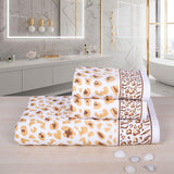 Snow Leopard 100% Cotton Towel Set of 3, 500 GSM - Beige