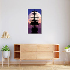 Rangoli wooden stretched moonlight sailing art for home décor