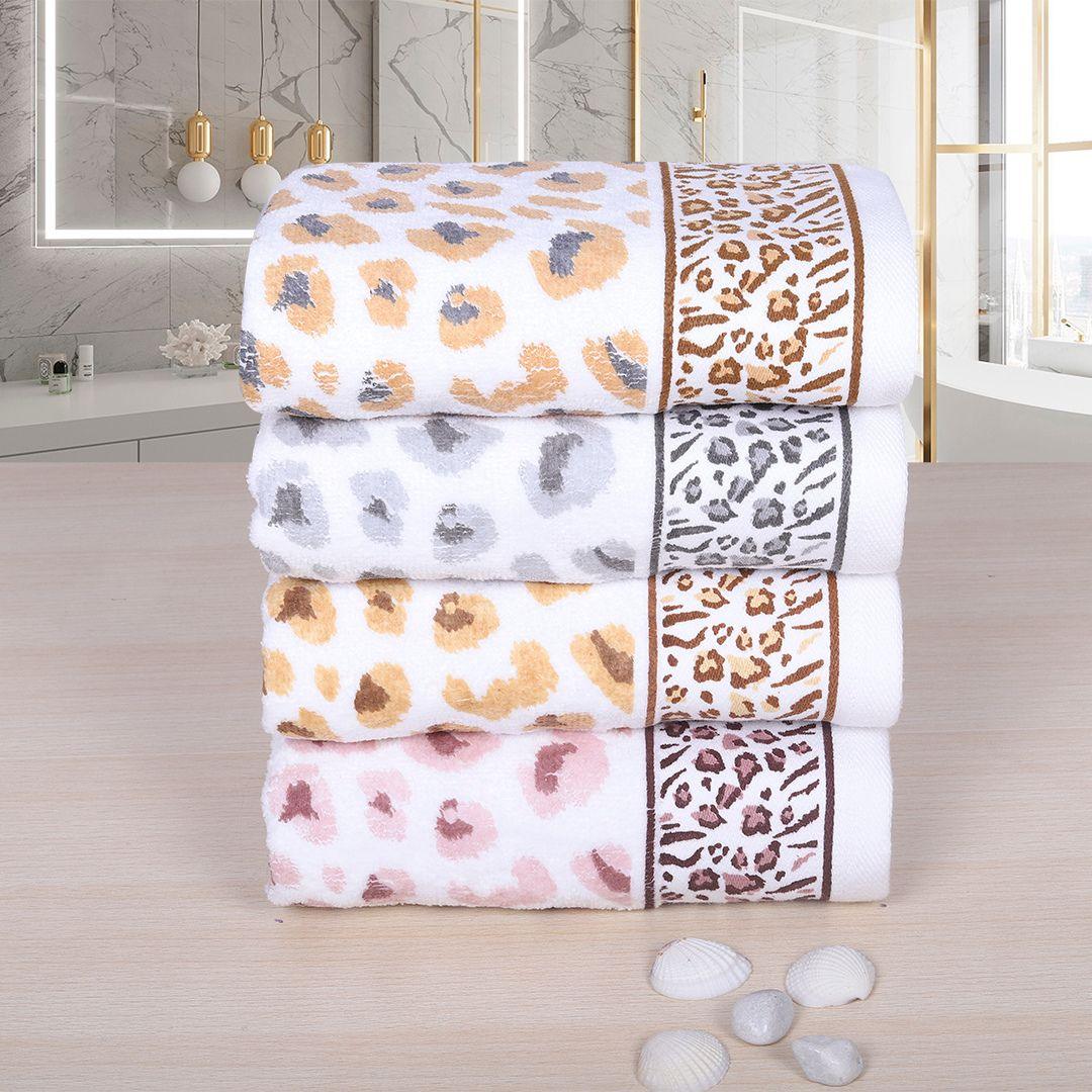 Snow Leopard 100% Cotton Hand Towel Set of 4, 500 GSM