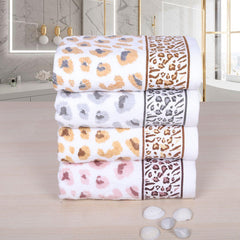 Snow Leopard 100% Cotton Hand Towel Set of 4, 500 GSM