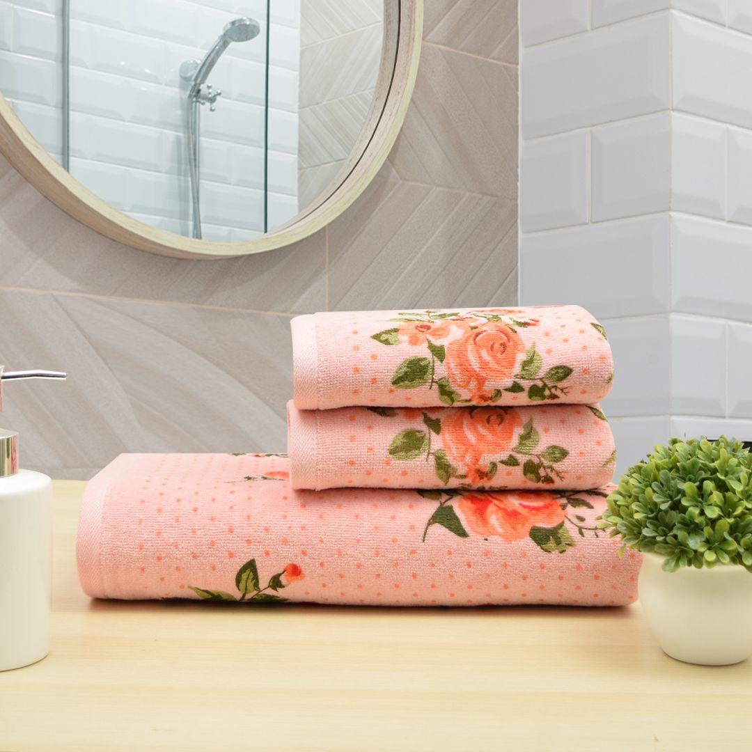 Blossom 450 GSM Cotton Towel Set of 3 - Light Pink