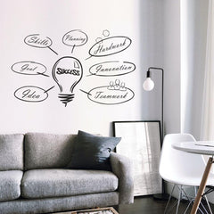 Success Skills Light Bulb Wall Sticker (PVC Vinyl, 120 cm x 74.82 cm, Self-adhesive) - Rangoli