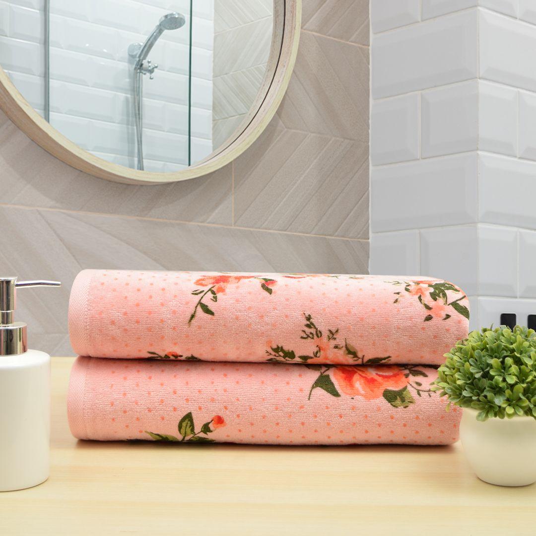 Blossom 450 GSM Cotton Bath Towel Set of 2 - Light Pink