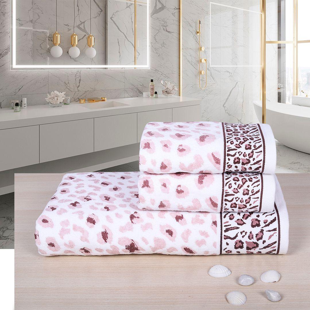 Snow Leopard 100% Cotton Towel Set of 3, 500 GSM - Purple