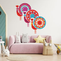 Rangoli Peacock Wall Sticker (PVC Vinyl, 75 cm x 75 cm, Self-adhesive) - Rangoli