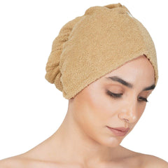 Noble Cotton Hair Wrap Towel - Beige | Quick Dry, Absorbent Shower Cap - Rangoli