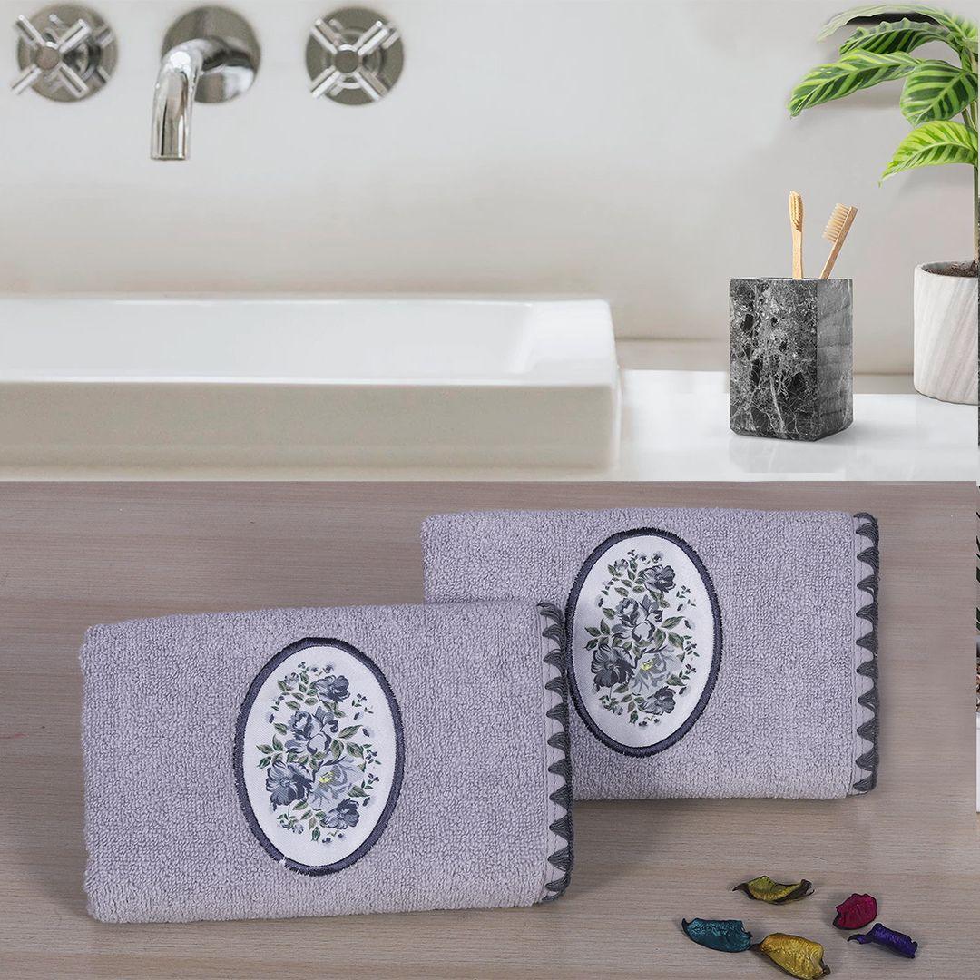 Gemstone Hand Towel Set Of 2 - Grey