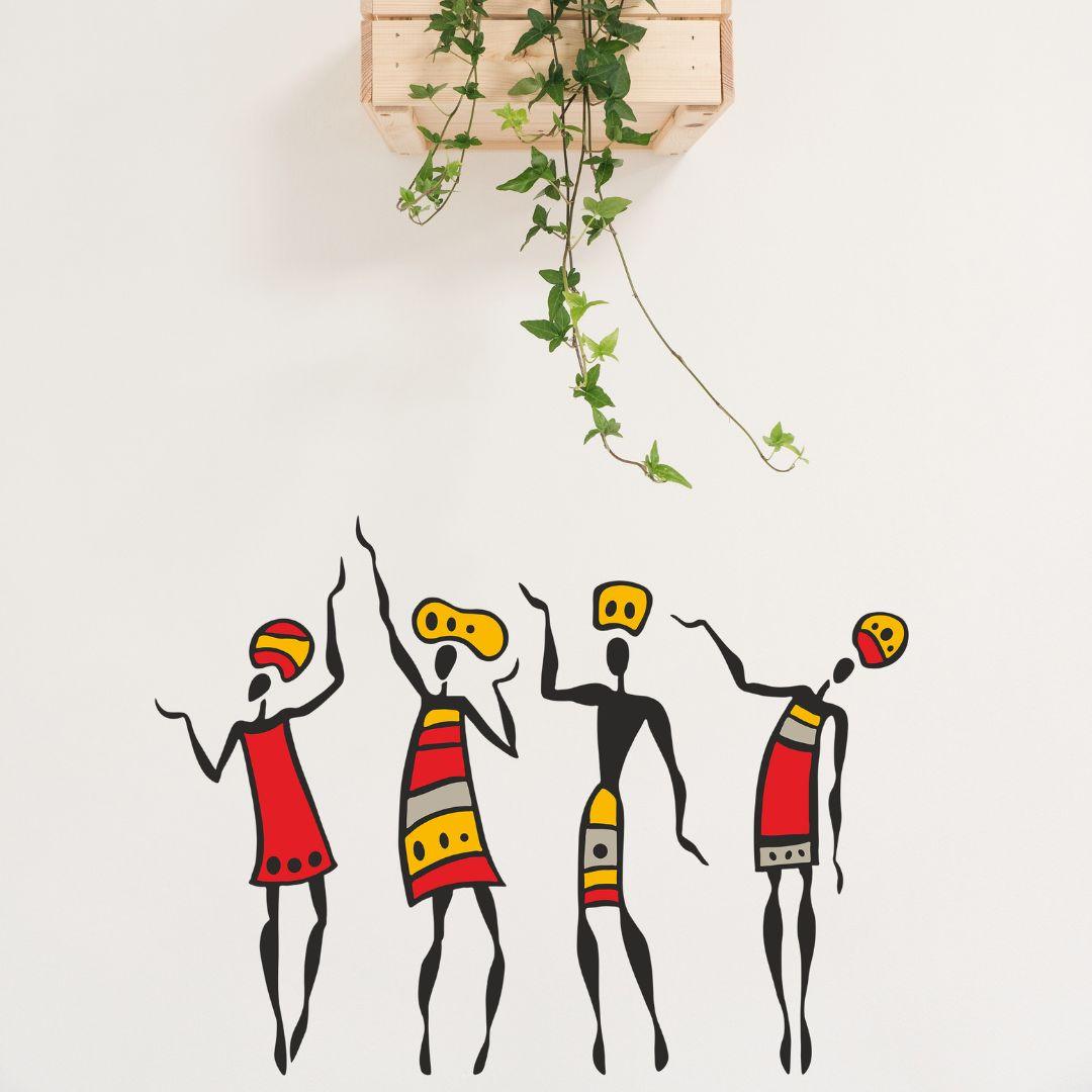 Dancing men Wall Sticker (PVC Vinyl, 55 cm x 65 cm, Self-adhesive) - Rangoli