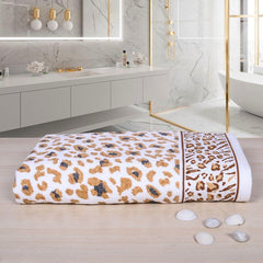 Snow Leopard 100% Cotton Bath Towel, 500 GSM - Brown