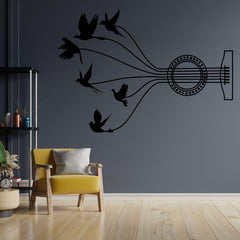 Music birds Wall Sticker (PVC Vinyl, 105 cm x 75 cm, Self-adhesive) - Rangoli