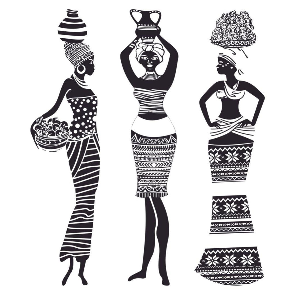 Traditional African Tribal Ladies Wall Sticker (PVC Vinyl, Self ...