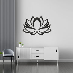 Black Lotus Wall Sticker (PVC Vinyl, 85 cm x 55 cm, Self-adhesive) - Rangoli