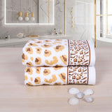 Snow Leopard 100% Cotton Hand Towel Set of 2, 500 GSM - Beige