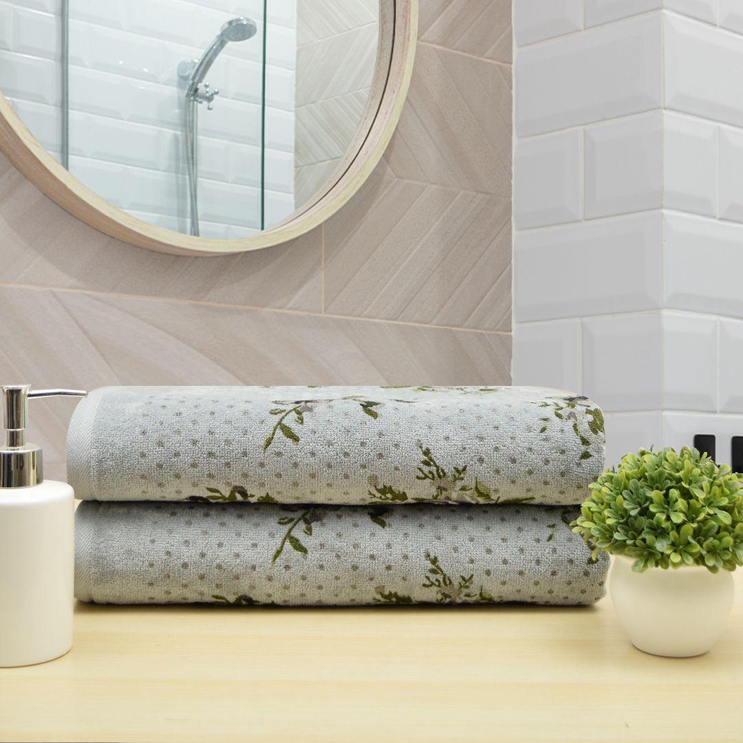 Blossom 450 GSM Cotton Bath Towel Set of 2 - Grey