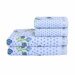 Rose N Heart 450 GSM Cotton Towel Set of 4 - Blue