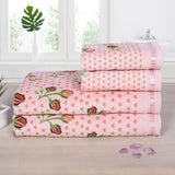Rose N Heart 450 GSM Cotton Towel Set of 4 - Peach