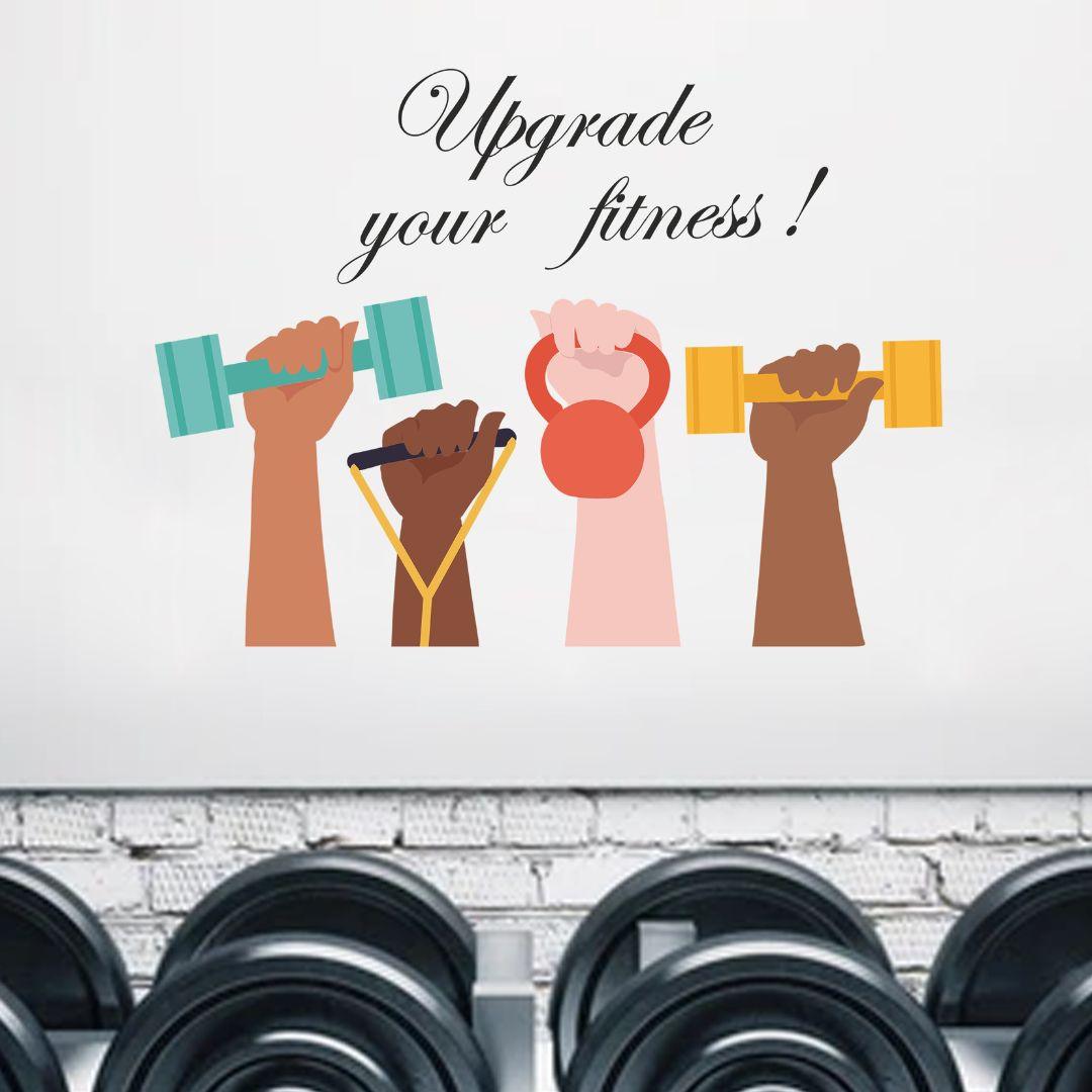 Fitness Gym Motivation Wall Sticker (PVC Vinyl, 63 cm x 68 cm, Self-adhesive) - Rangoli