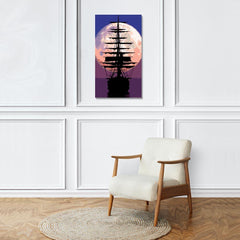 Rangoli wooden stretched moonlight sailing art for home décor