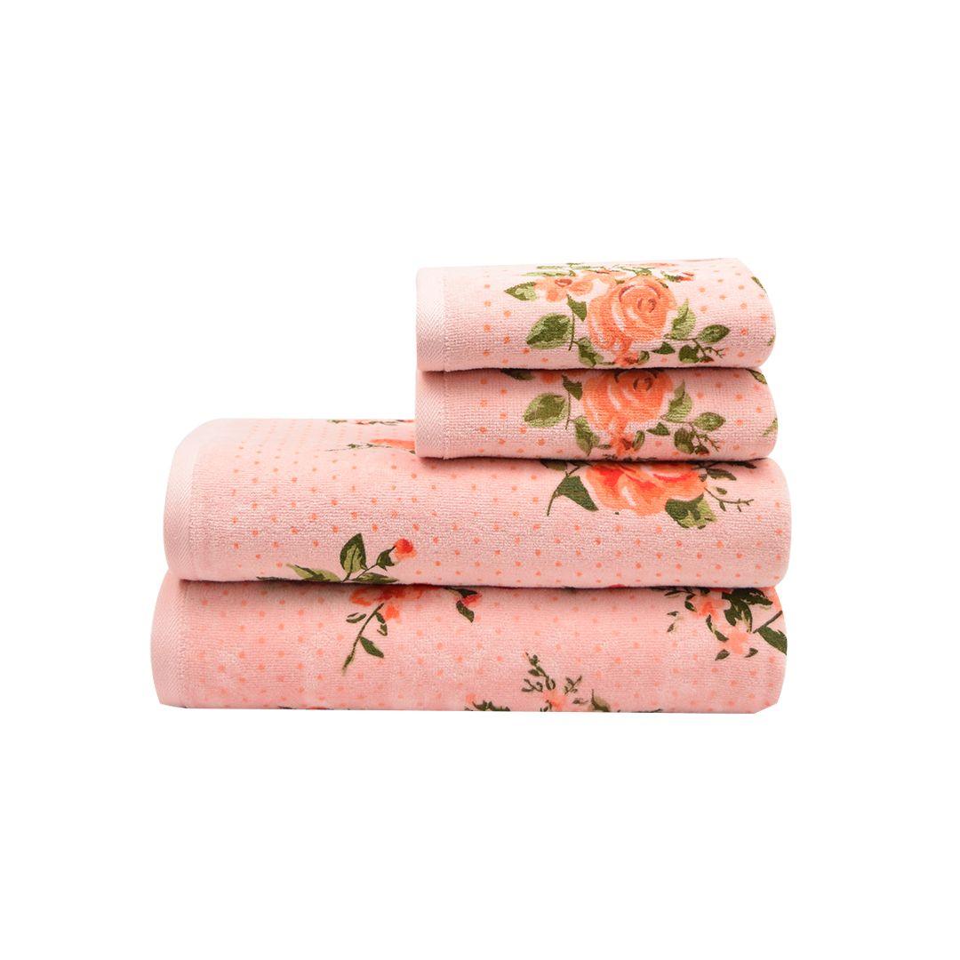 Blossom 450 GSM Cotton Towel Set of 4 - Light Pink 