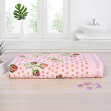 Rose & Heart 450 GSM Cotton Bath Towel - Peach
