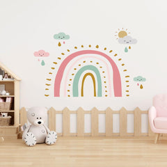 Rainbow Illustrations Wall Sticker (PVC Vinyl, 145 cm x 120 cm, Self-adhesive)  - Rangoli