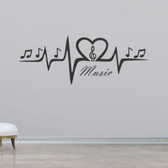 Love Tune Wall Sticker (PVC Vinyl, 115 cm x 45 cm, Self-adhesive) - Rangoli