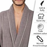 Sunshine 500 GSM Cotton Bathrobe For Men - Grey