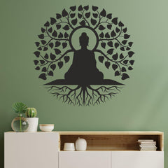 Peaceful Buddha and Quote on Mind Wall Sticker