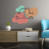 Auto Riksha Doodle Wall Sticker (PVC Vinyl, 60 cm x 40 cm, Self-adhesive) - Rangoli