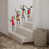 Dancing men Wall Sticker (PVC Vinyl, 55 cm x 65 cm, Self-adhesive) - Rangoli