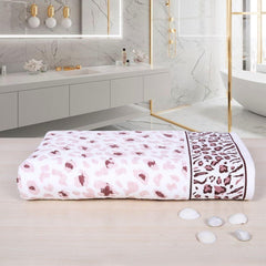 Snow Leopard 100% Cotton Bath Towel, 500 GSM - Purple