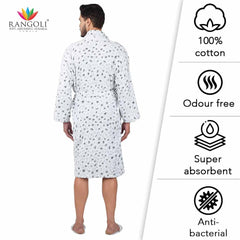 Leopard 500 GSM Premium Cotton Bathrobe for Men - Grey