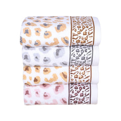 Snow Leopard 100% Cotton Hand Towel Set of 4, 500 GSM