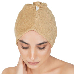 Noble Cotton Hair Wrap Towel - Beige | Quick Dry, Absorbent Shower Cap - Rangoli