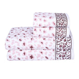 Snow Leopard 100% Cotton Towel Set of 4, 500 GSM - Purple