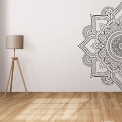 Monochrome Mandala Wall Sticker (PVC Vinyl, 55 cm x 110 cm, Self-adhesive) - Rangoli