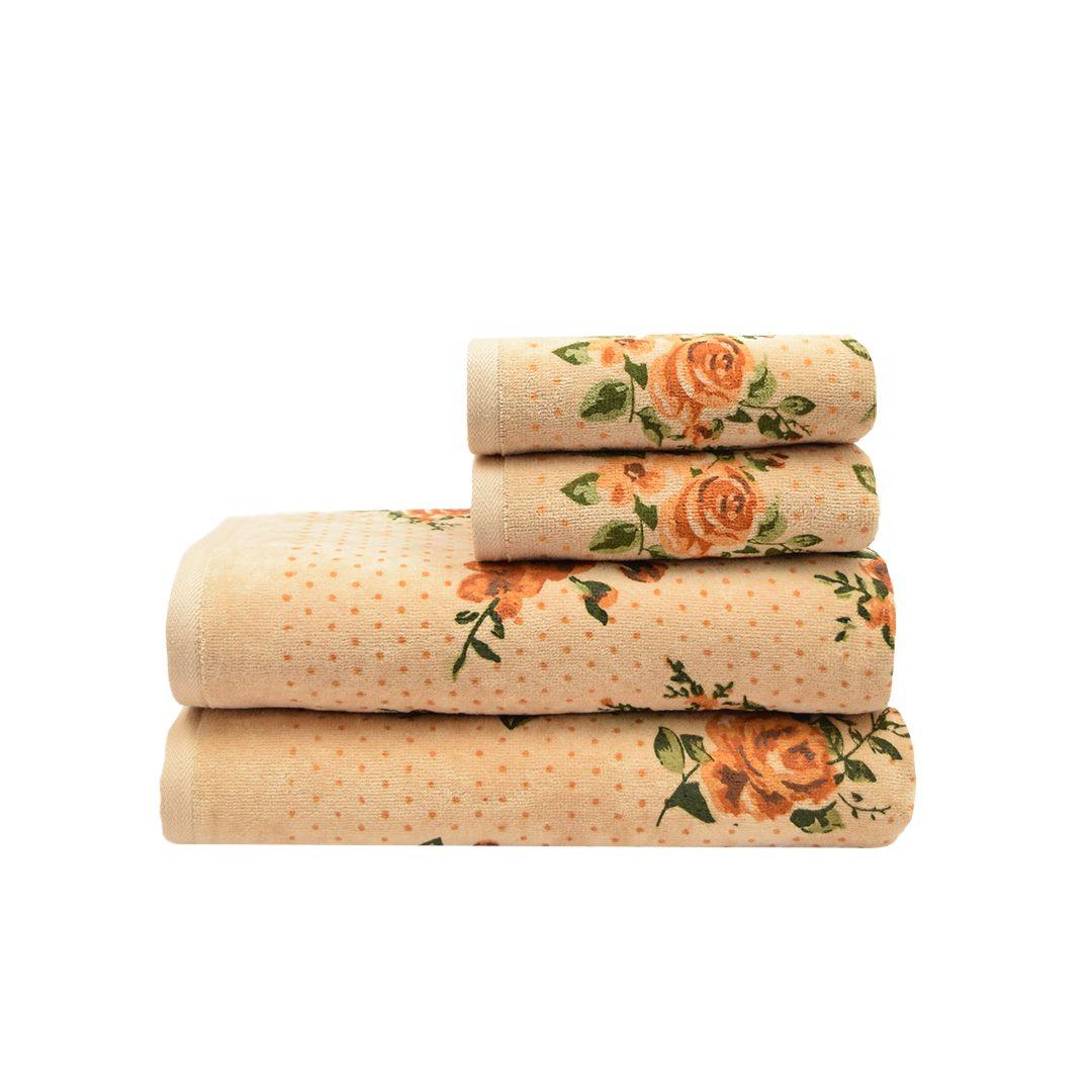 Blossom 450 GSM Cotton Towel Set of 4 - Beige 
