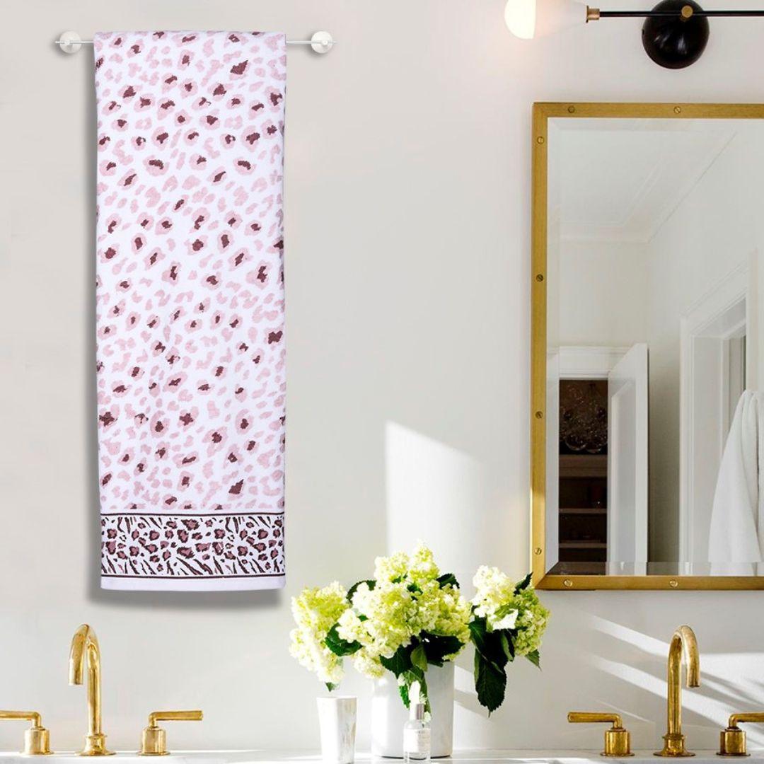 Snow Leopard 100% Cotton Bath Towel, 500 GSM - Purple