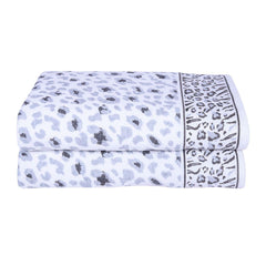 Snow Leopard 100% Cotton Bath Towel Set of 2, 500 GSM - Grey