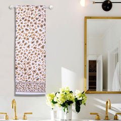 Snow Leopard 100% Cotton Bath Towel Set of 2, 500 GSM - Brown