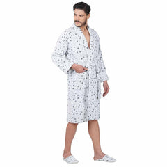 Leopard 500 GSM Premium Cotton Bathrobe for Men - Grey