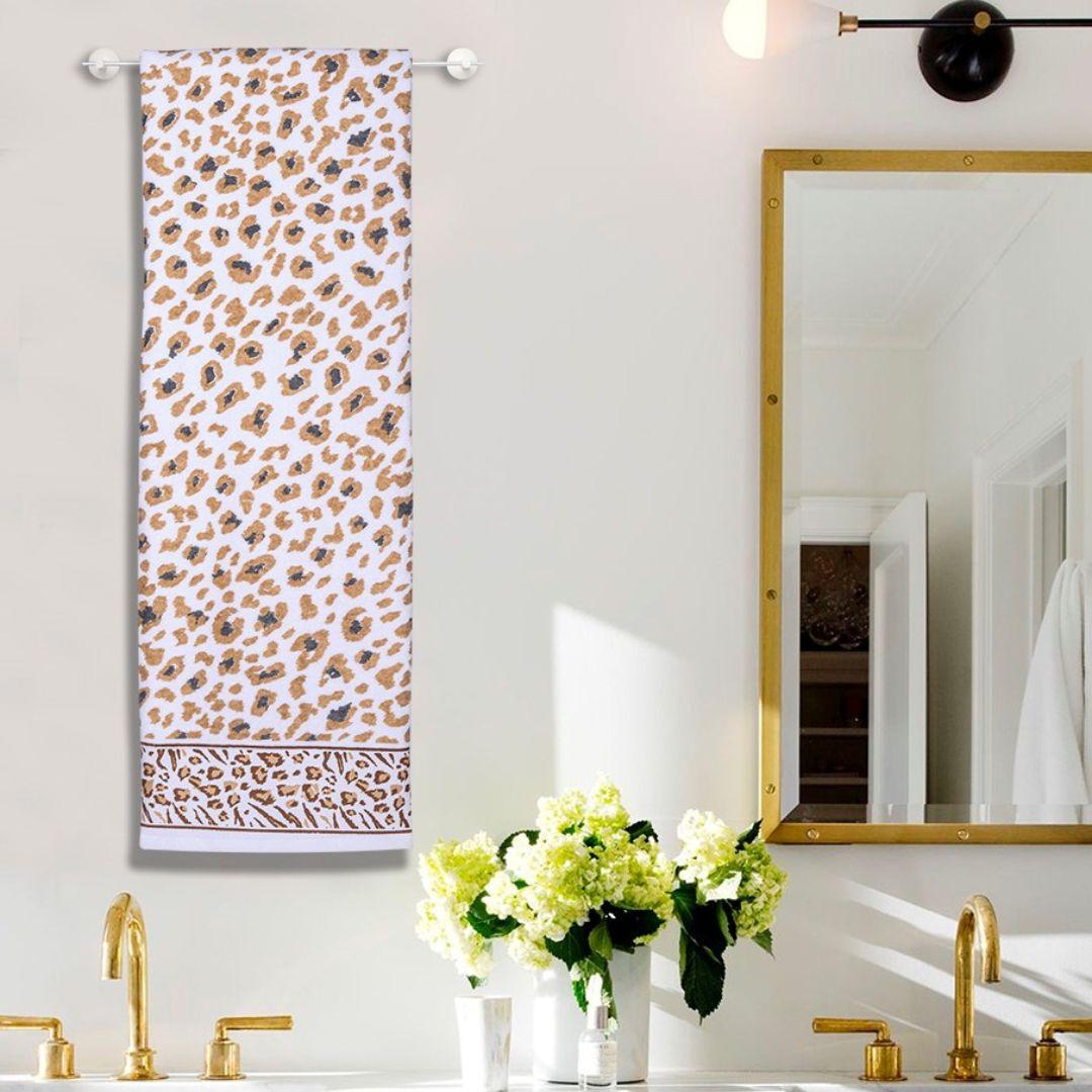 Snow Leopard 100% Cotton Towel Set of 3, 500 GSM - Brown