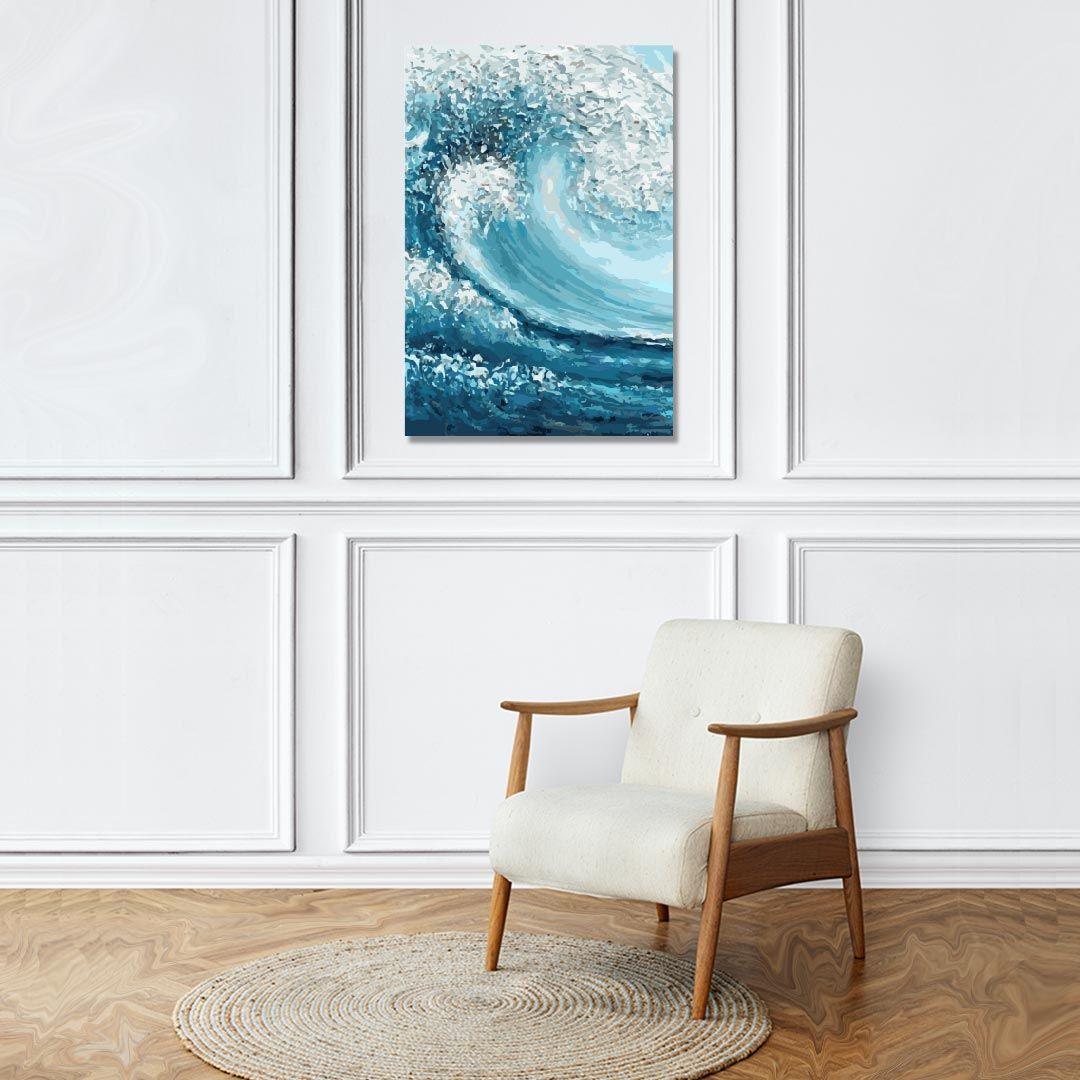 Rangoli wooden stretched water wave art for home décor