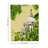 Rangoli wooden stretched Victoria memorial wall art for home décor - 36x24 - Inch
