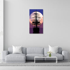 Rangoli wooden stretched moonlight sailing art for home décor