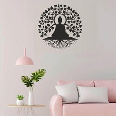 Peaceful Buddha and Quote on Mind Wall Sticker