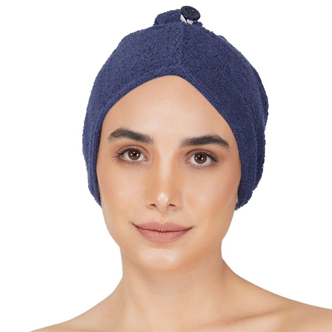 Noble Cotton Hair Wrap Towel - Navy Blue